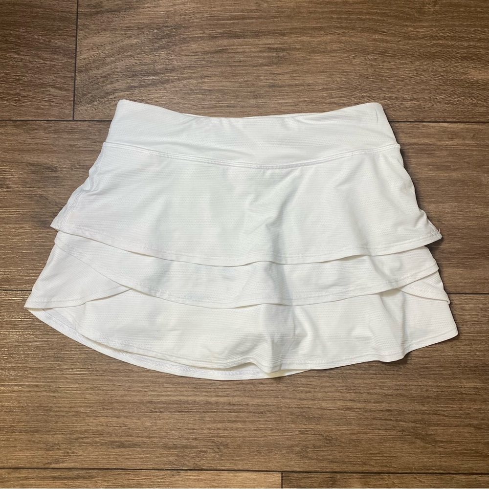 Athleta Girl White Swing Tiered Ruffle Tennis Skirt Size M 8-10